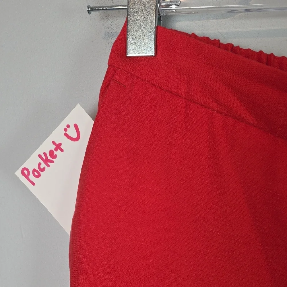 NEW ZARA red pull on wide leg pants womens size xs 26x32